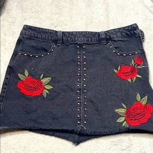 Rose jean skirt